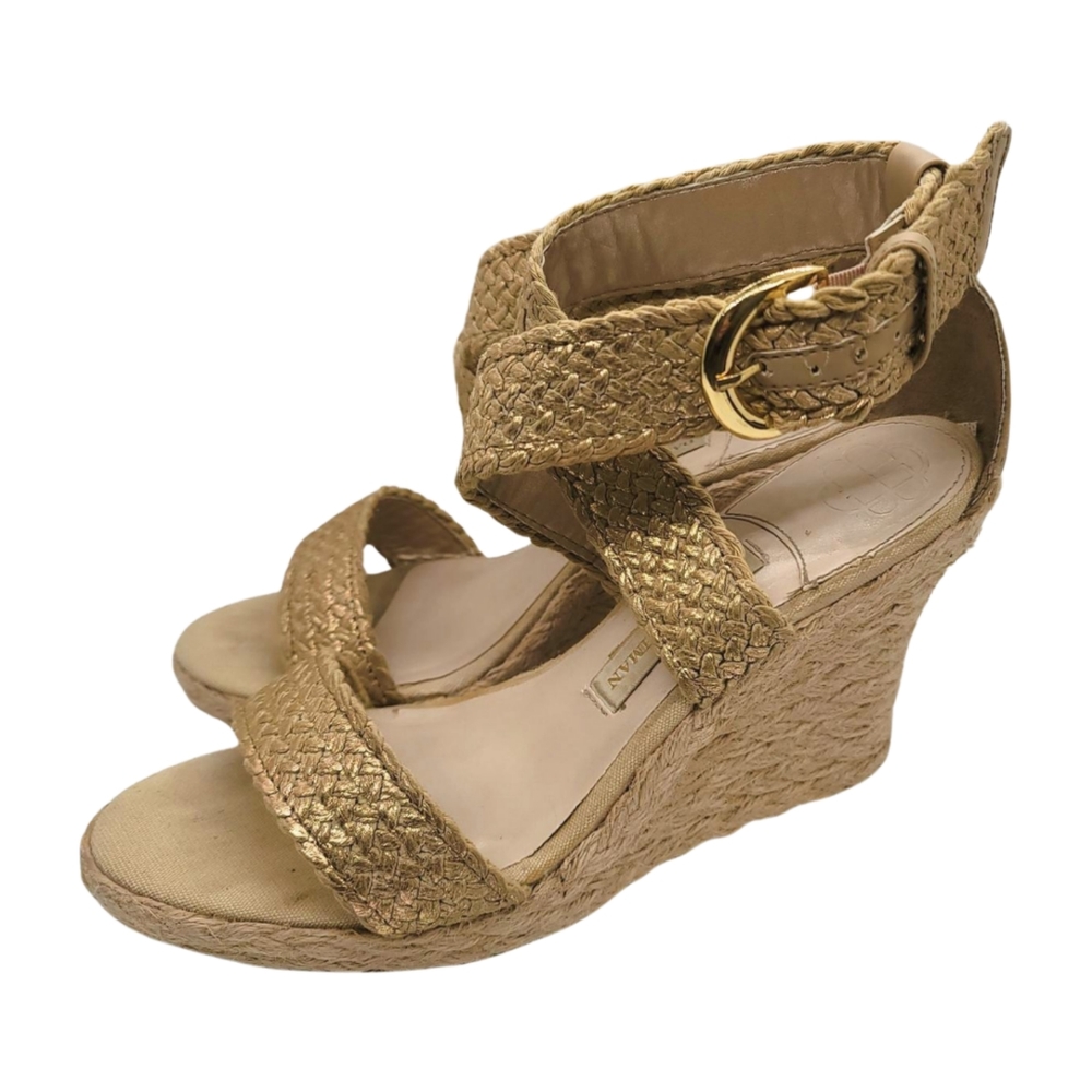 Dana Buchman Women's Jacinda Gold Wedge Heel Sandals 9 Medium